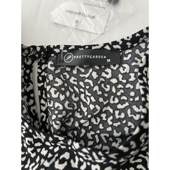 NWT PrettyGarden Flutter Sleeve Animal Print Maxi Dress Black White M - Picture 8 of 13